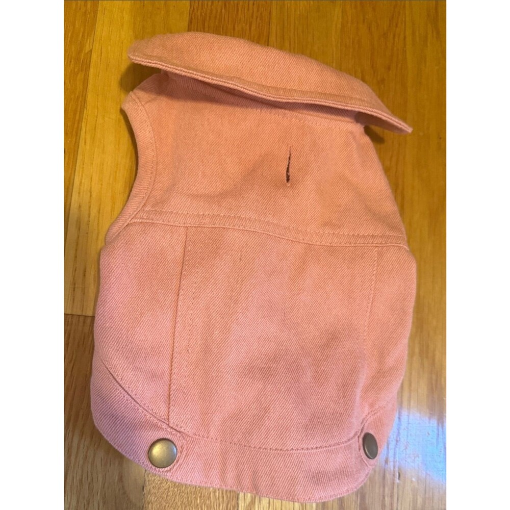Pup Crew Pink Dog Vest Jacket Small Denim Style Pet Coat Snap Button Shirt